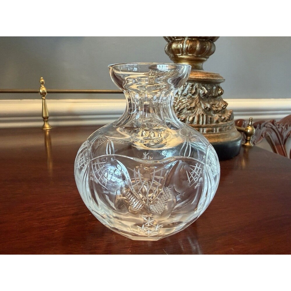 Vintage Rogaska Crystal 3.75" Etched Bud Vase Cut Crystal Slovenia